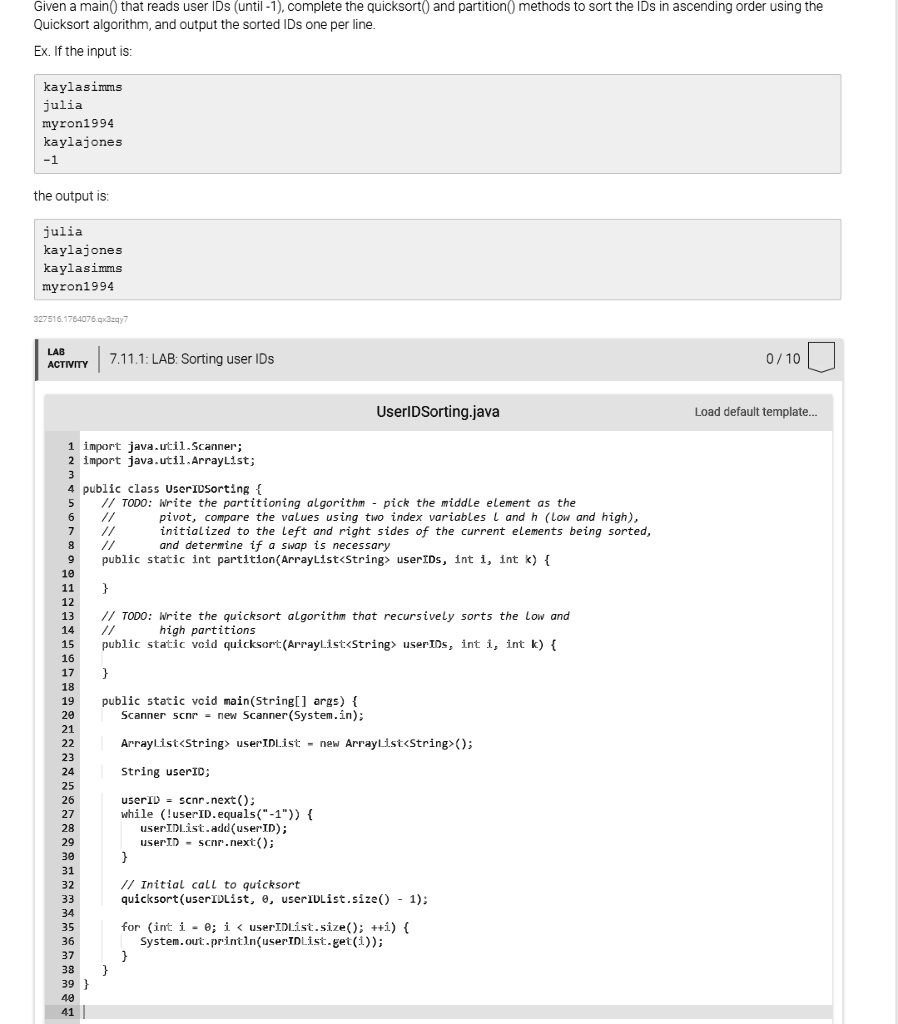SOLVED: Given a menu that reads user IDs (until -1), complete the ... image.