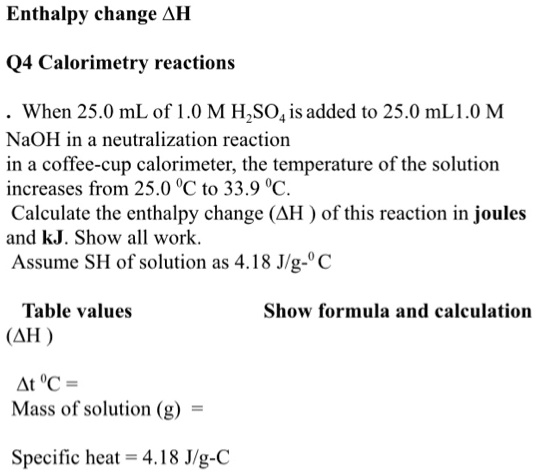 calorimetry enthalpy of neutralization