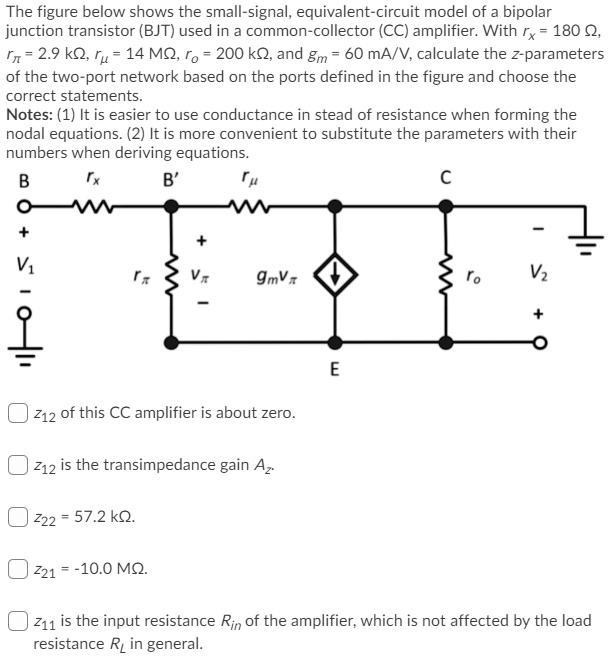 SOLVED The figure below shows the smallsignal, equivalentcircuit