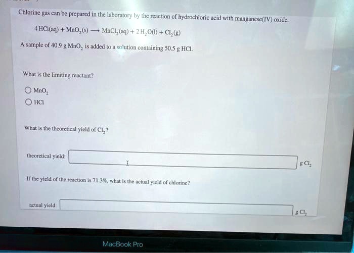 SOLVEDChlorine gas can be prepared in the laboratory hy the reaction