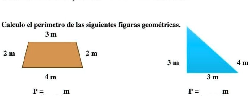 SOLVED: cálculo el perímetro de las siguientes figuras geométricas ...