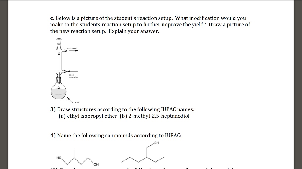 SOLVED:Below is a picture ofthe student's reaction setup. What ...