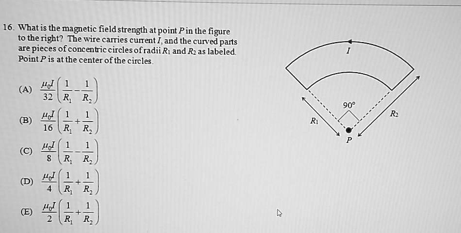 SOLVED: 16. What is the magnetic field strength at point Pin the figure ...