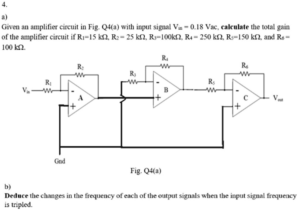 SOLVED 4. a) Given an amplifier circuit in Fig.Q4(a) with input signal