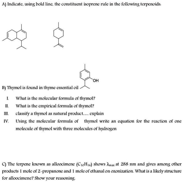 SOLVED A) Indicate, using bold line, the constituent isoprene rule in