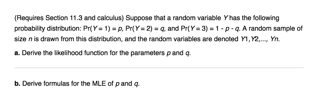 Random Calc 1 Question (Requires Section 11.3 and calculus) Suppose that a random variable Y ...
