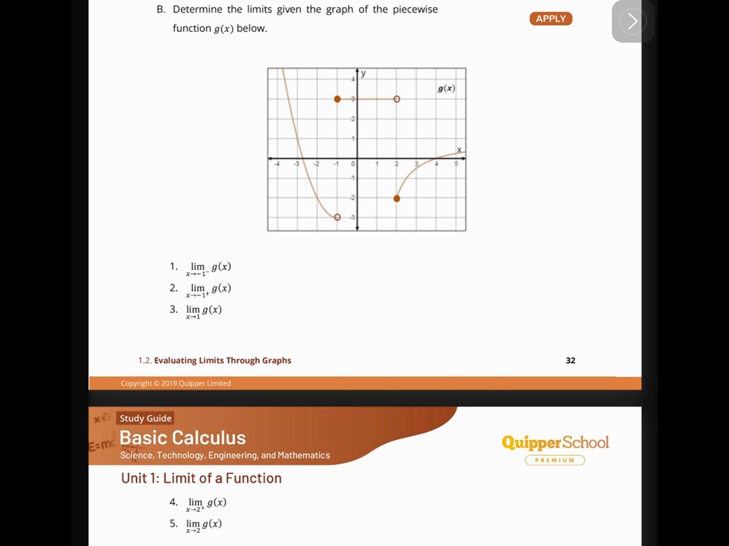 Limits Piecewise Functions Graph