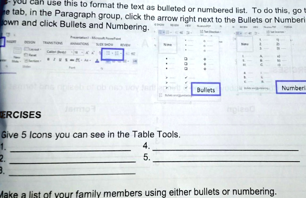 SOLVED: Give 5 icons you can see in the Table Tools. You can use this ...