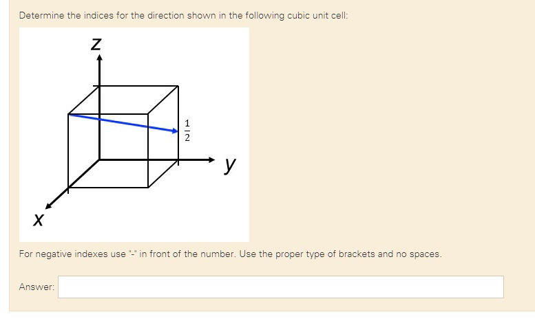SOLVED: Determine the indices for -he direction shown in the following ...