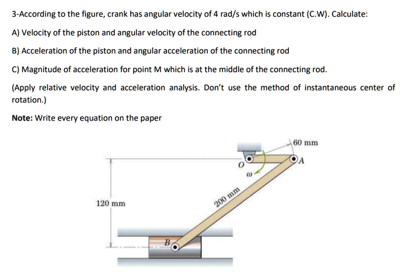 SOLVED According to the figure, the crank has an angular velocity of 4