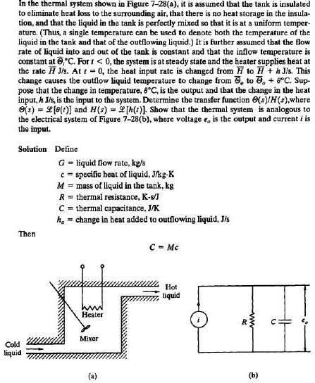 show that the thermal system is analogous to the electrical system of ...