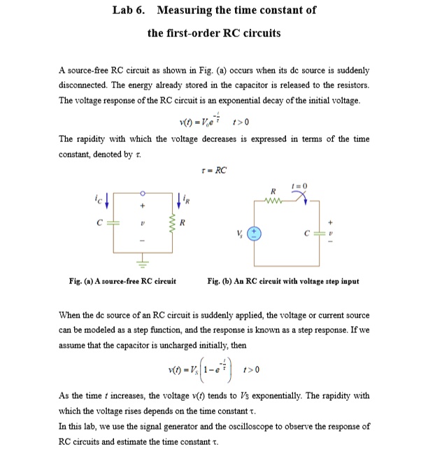 SOLVED Lab 6. Measuring the time constant of the firstorder RC