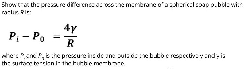 Show that the pressure difference across the membrane of a...