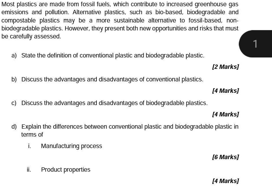 SOLVED Most plastics are made from fossil fuels, which contribute to