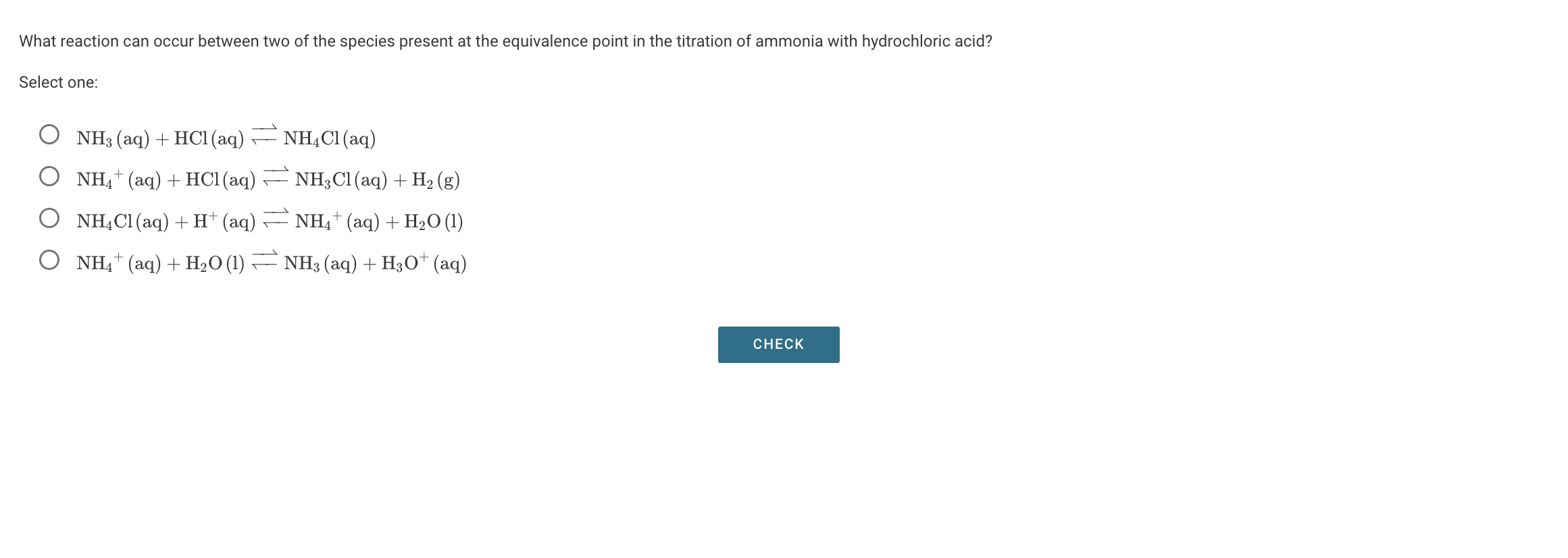 SOLVED What reaction can occur between two of the species present at
