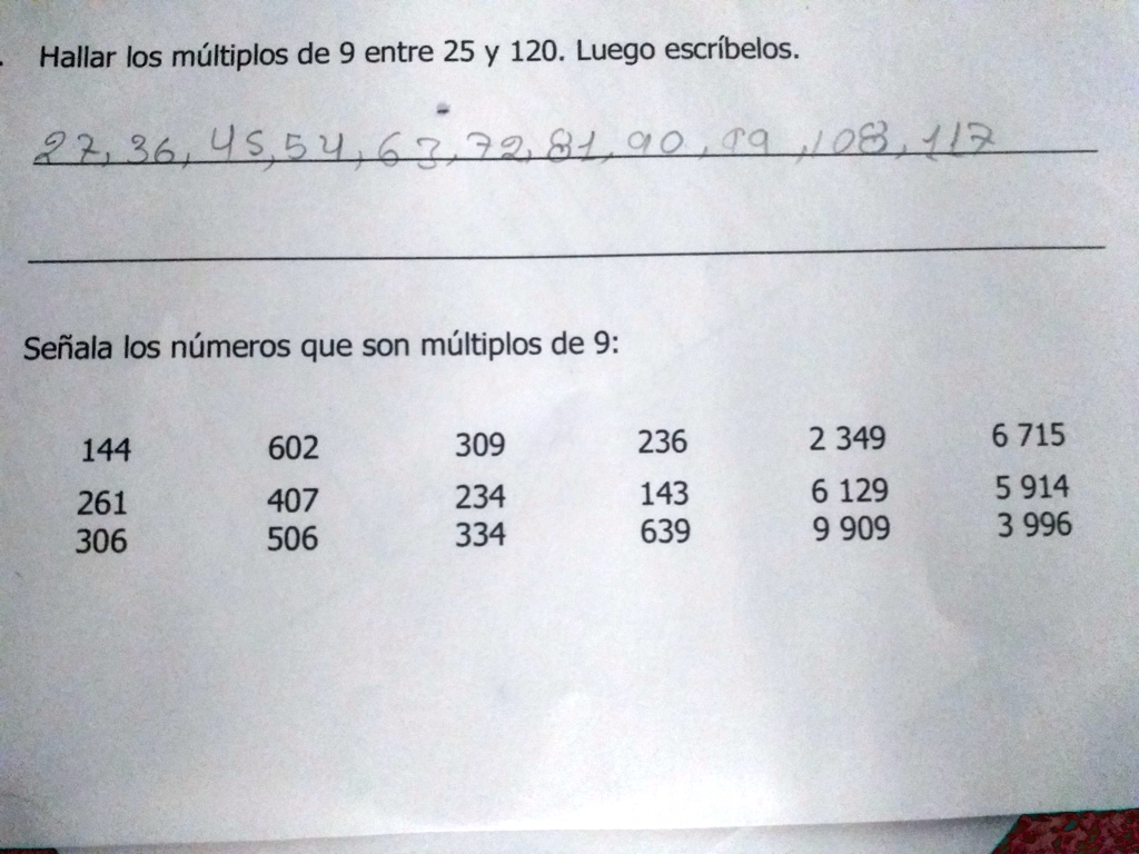 SOLVED: Múltiplos de 9 :D doy coronita pliz es que me piden números ...