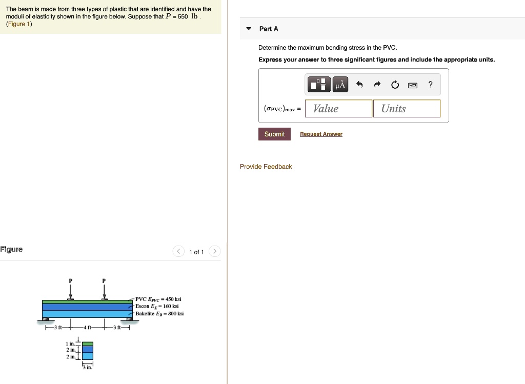 SOLVED The beam is made from three types of plastic that are