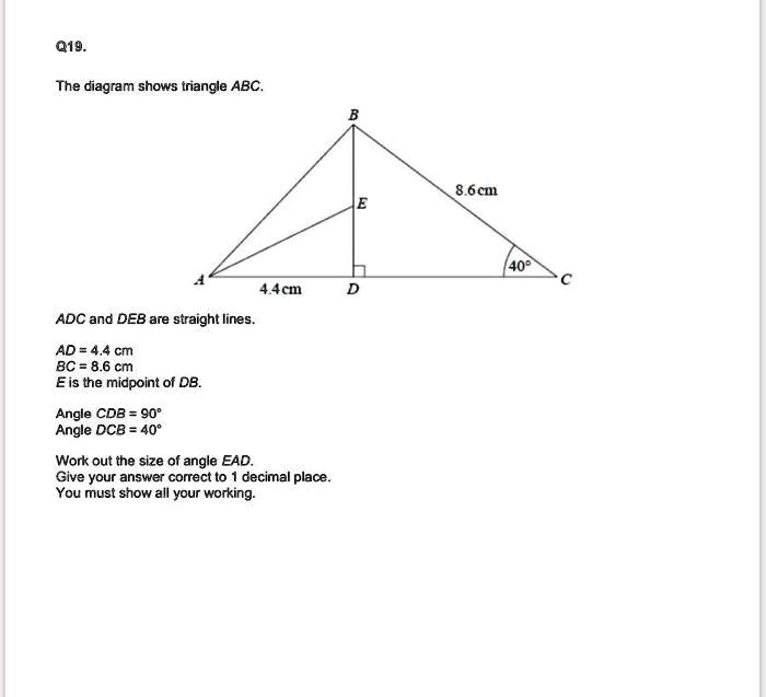 SOLVED: 419. The diagram shows triangle ABC. 8.6 CI 40