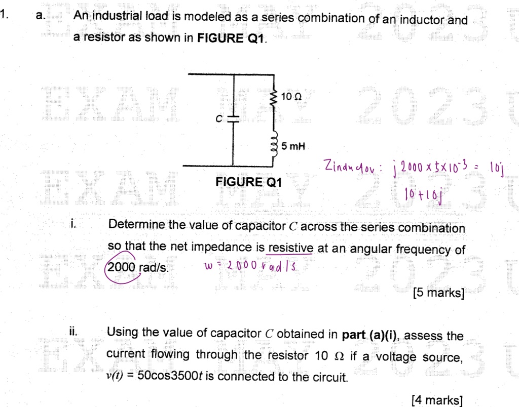 1. a. An industrial load is modeled as a series combination of an ...