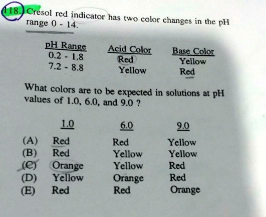 cresol red indicator has range 0 wo color 14 changes in the ph ph range ...