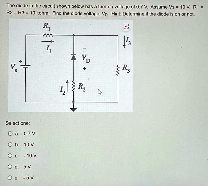 SOLVED The diode in the circuit shown below has a turnon voltage of 0