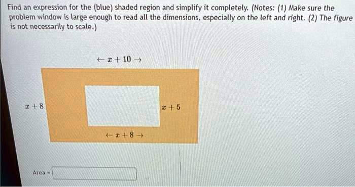 SOLVED: Find an expression for the blue shaded region and simplify it ...