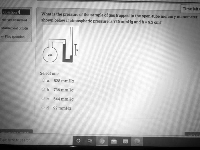 Time left What is the pressure of the sample of gas trapped in the