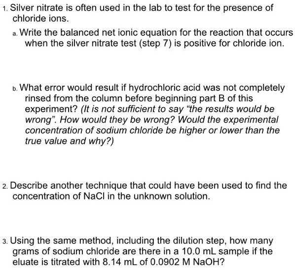 SOLVED Silver nitrate is often used in the lab to test for the