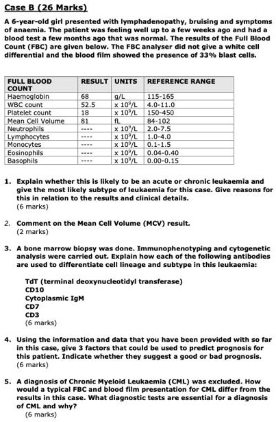 case b 26 marks a 6 year old girl presented with ...