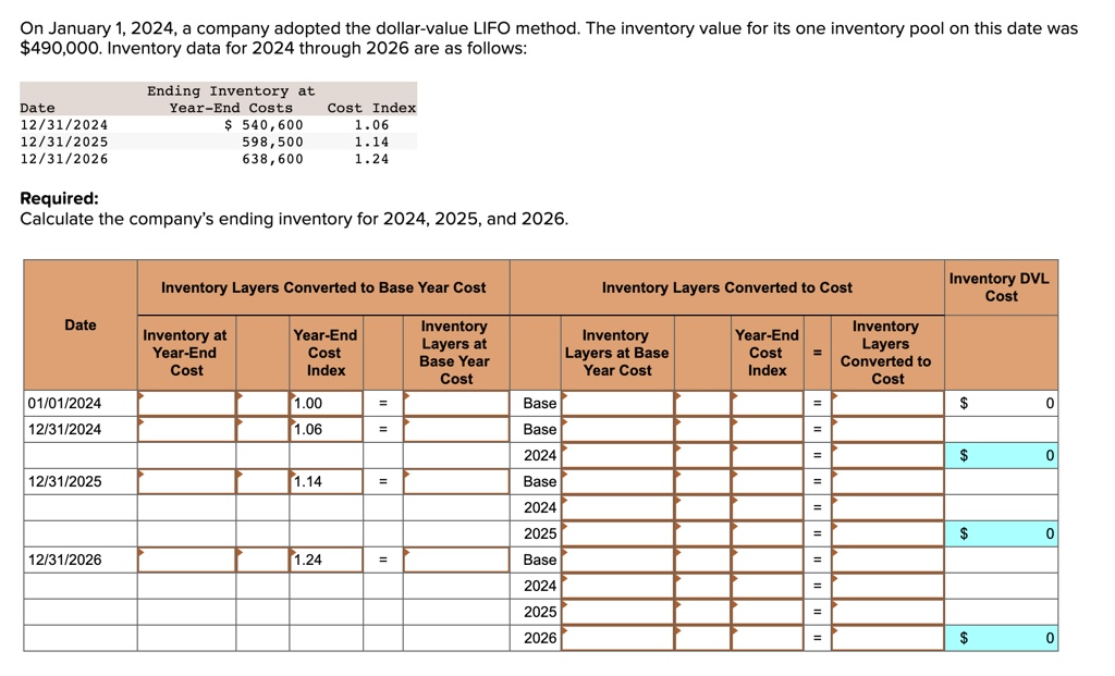 On January 1 2024 A Company Adopted The Dollar Value LIFO Method The   8a4e0a5e94b542b3bb4ff6ae27f2305a 