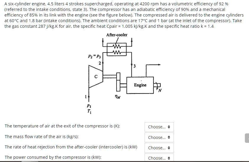 SOLVED A sixcylinder engine, 4.5 liters, 4stroke supercharged