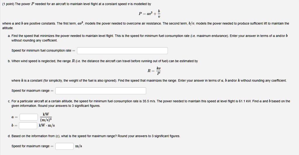 Aircraft Range - Constant Velocity