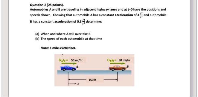 SOLVED: Question 2 (25 Points): Automobiles A And B Are Traveling In ...