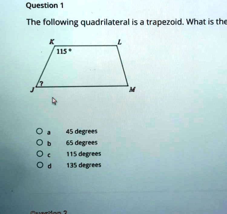 SOLVED ' The following quadrilateral is a trapezoid. What is the