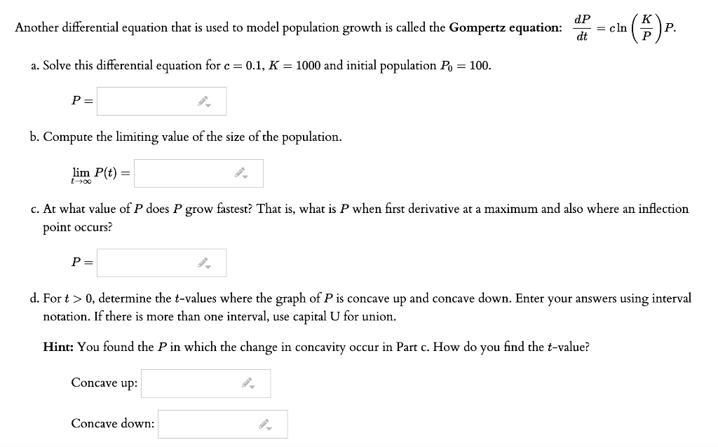 SOLVED dP Another differential equation that is used to model