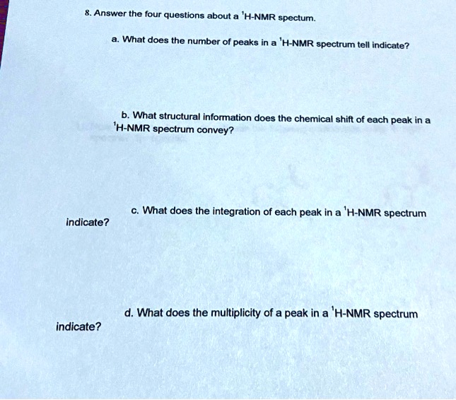 SOLVED Answer the four questions about a 'HNMR spectum What does the