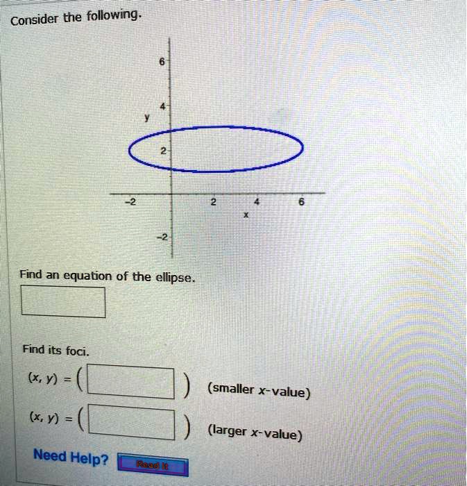 SOLVED Consider The Following Find An Equation Of The Ellipse Find Its solved-consider-the-following-find-an-equation-of-the-ellipse-find-its