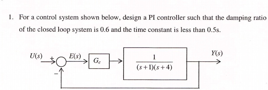 SOLVED: This is a control system assignment. I want to get the answer ...