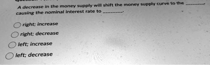 SOLVED: A decrease in the money supply will shift the money supply ...