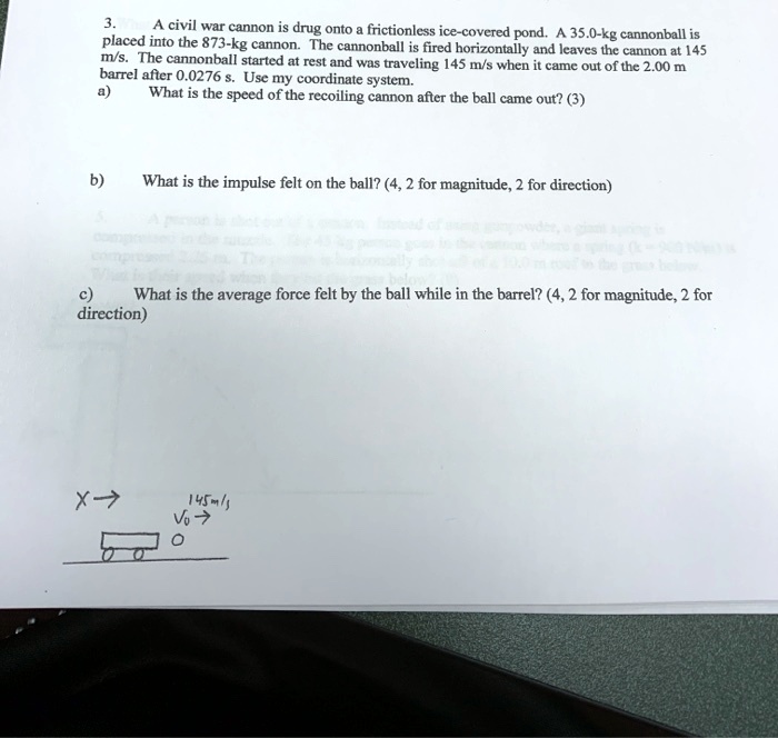 SOLVED: civil war cannon is drug onto frictionless ice-covered pond. A ...