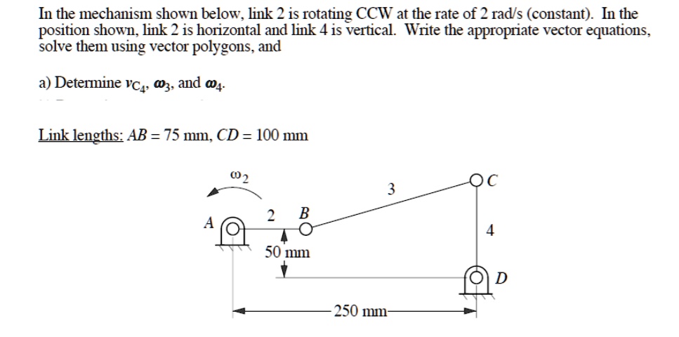 SOLVED: In the mechanism shown below, link 2 is rotating ...