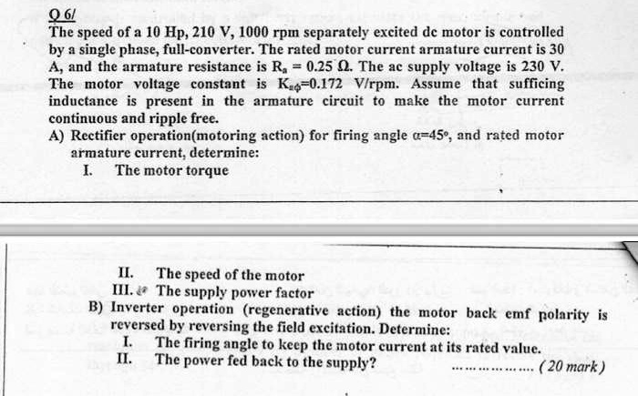 Solved (4 pts) A 10 hp, 230 V DC motor has a nominal