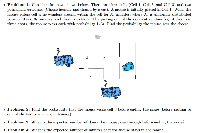 Problem 1: Consider the maze shown below. There are three cells (Cell 1 ...