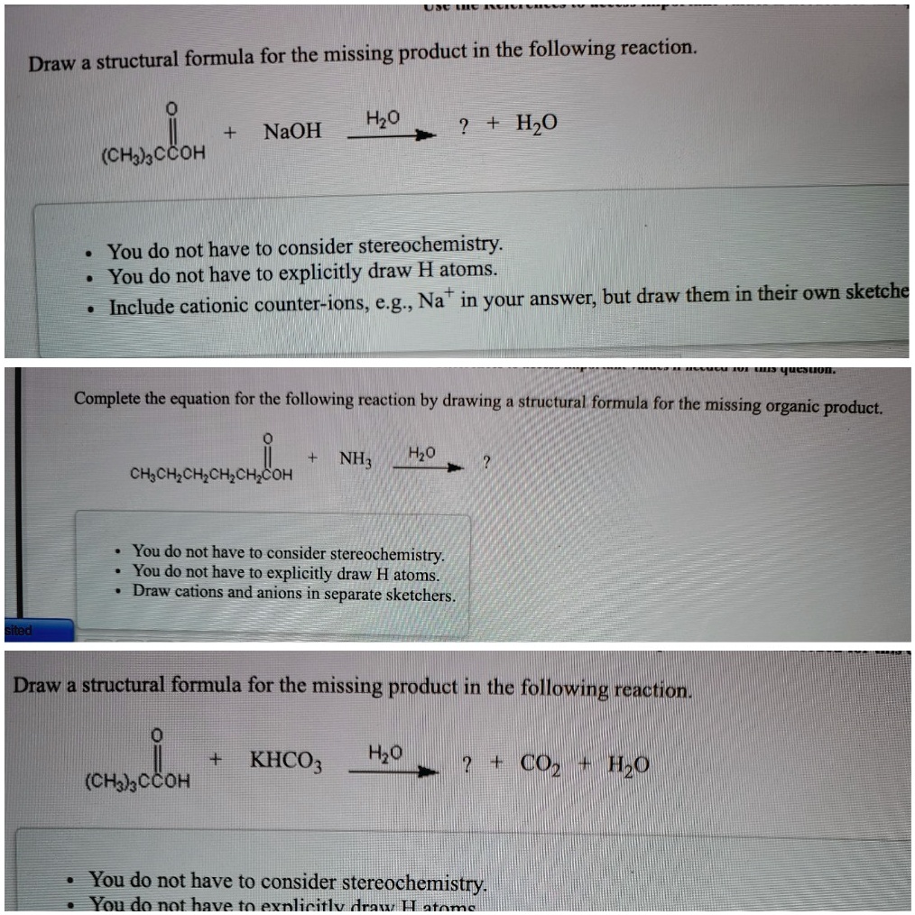draw a structural formula for the missing product in the following ...