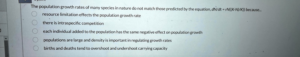 The population growth rates of many species in nature do not match ...
