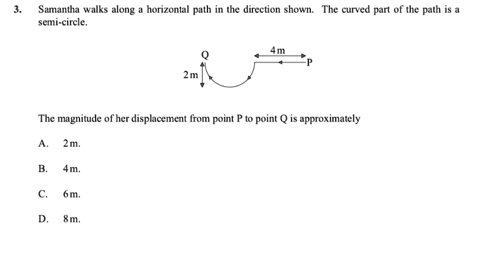 SOLVED Samantha walks along horizontal path in the direction shown