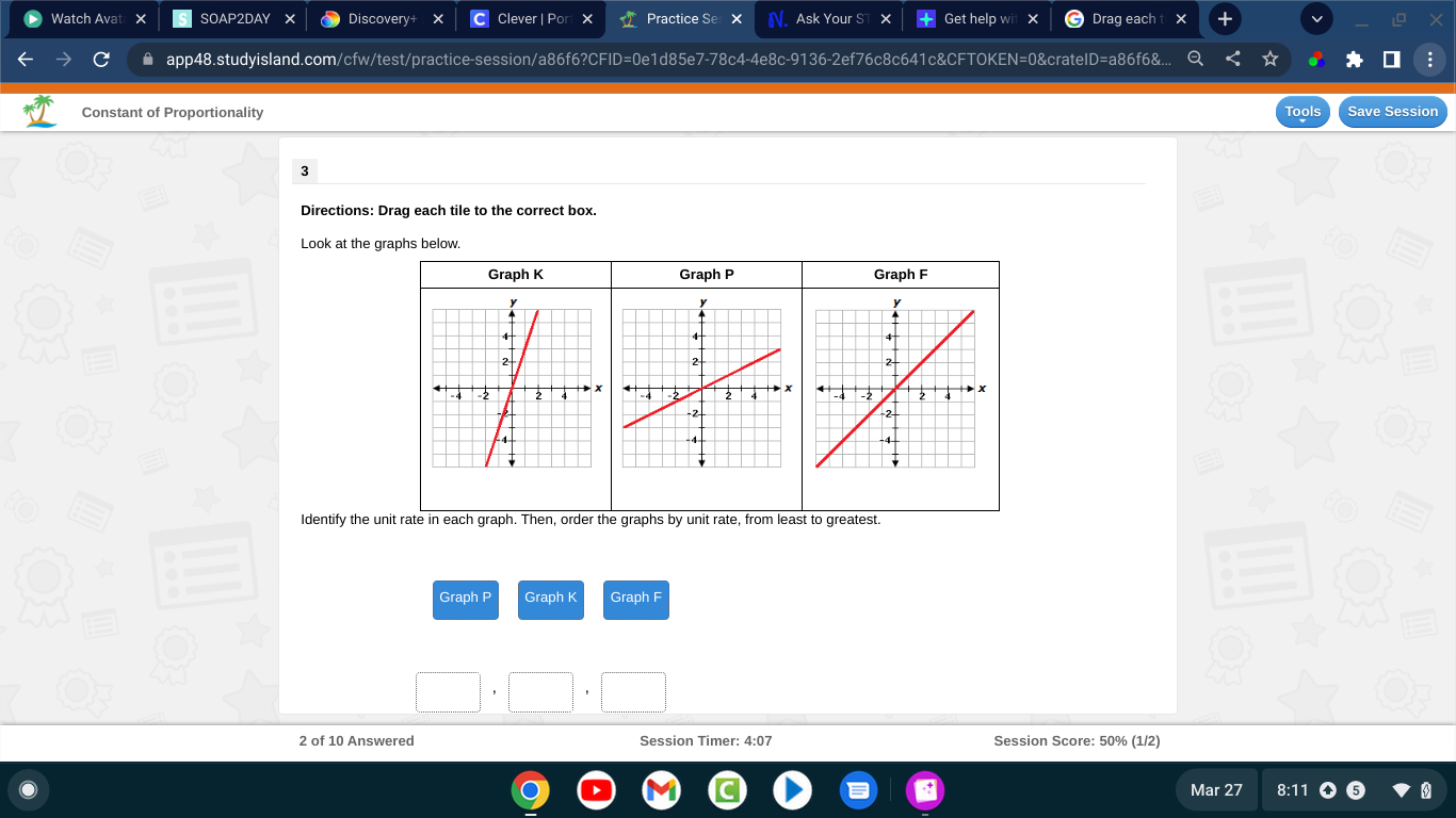3 Directions: Drag each tile to the correct box. Look at the graphs ...