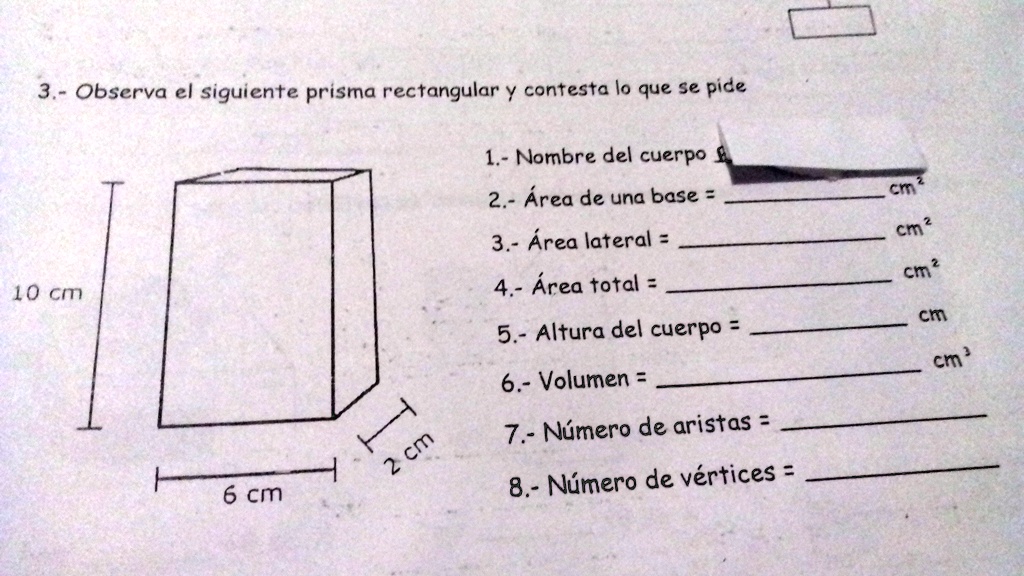 perímetro de un prisma rectangular