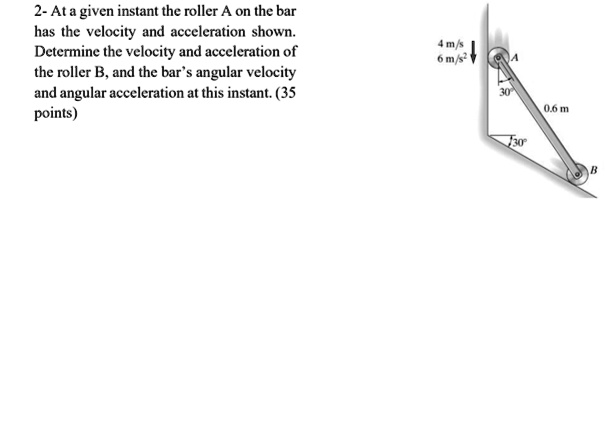 2- At a given instant the roller A on the bar has the velocity and ...