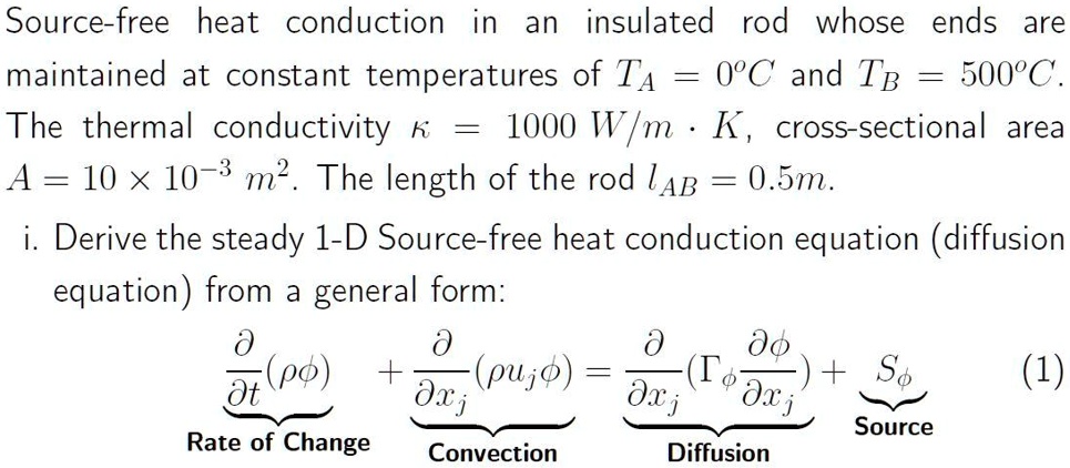 Conduction Cross source free heat conduction in an insulated rod whose ends are ...